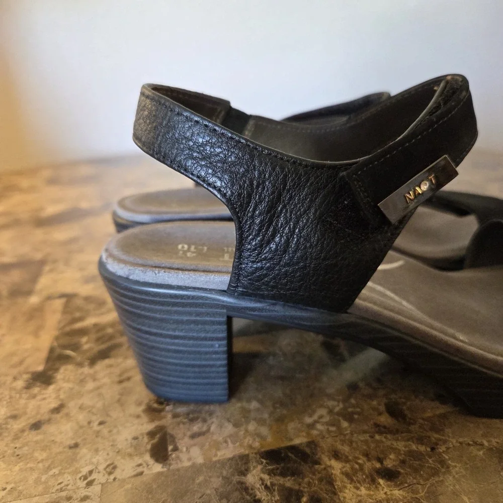 Naot Intact Sandals Wms 10 Black Block Heel Double Strap Boho basic chic EU 41